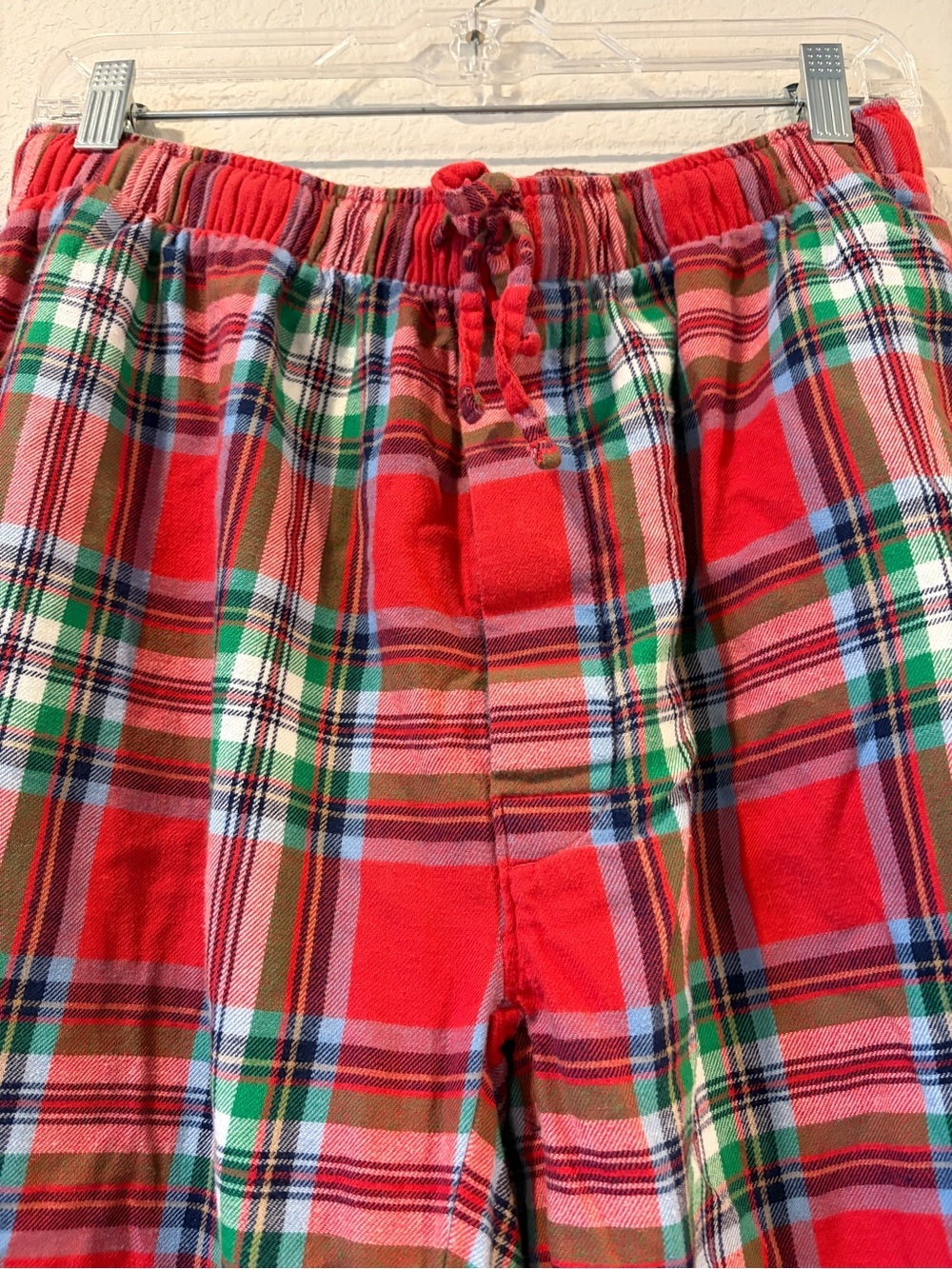 Lands’ End Men’s Red Plaid Cotton PJ Pant with Pockets - MT - Picture 2 of 7